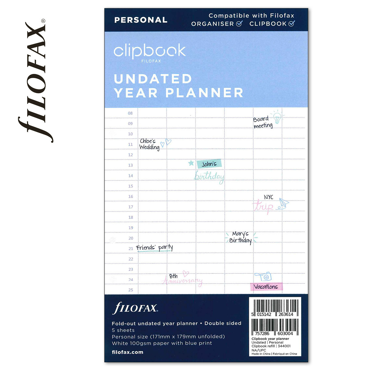 Filofax Clipbook Naptárbetét dátum nélküli Éves Personal