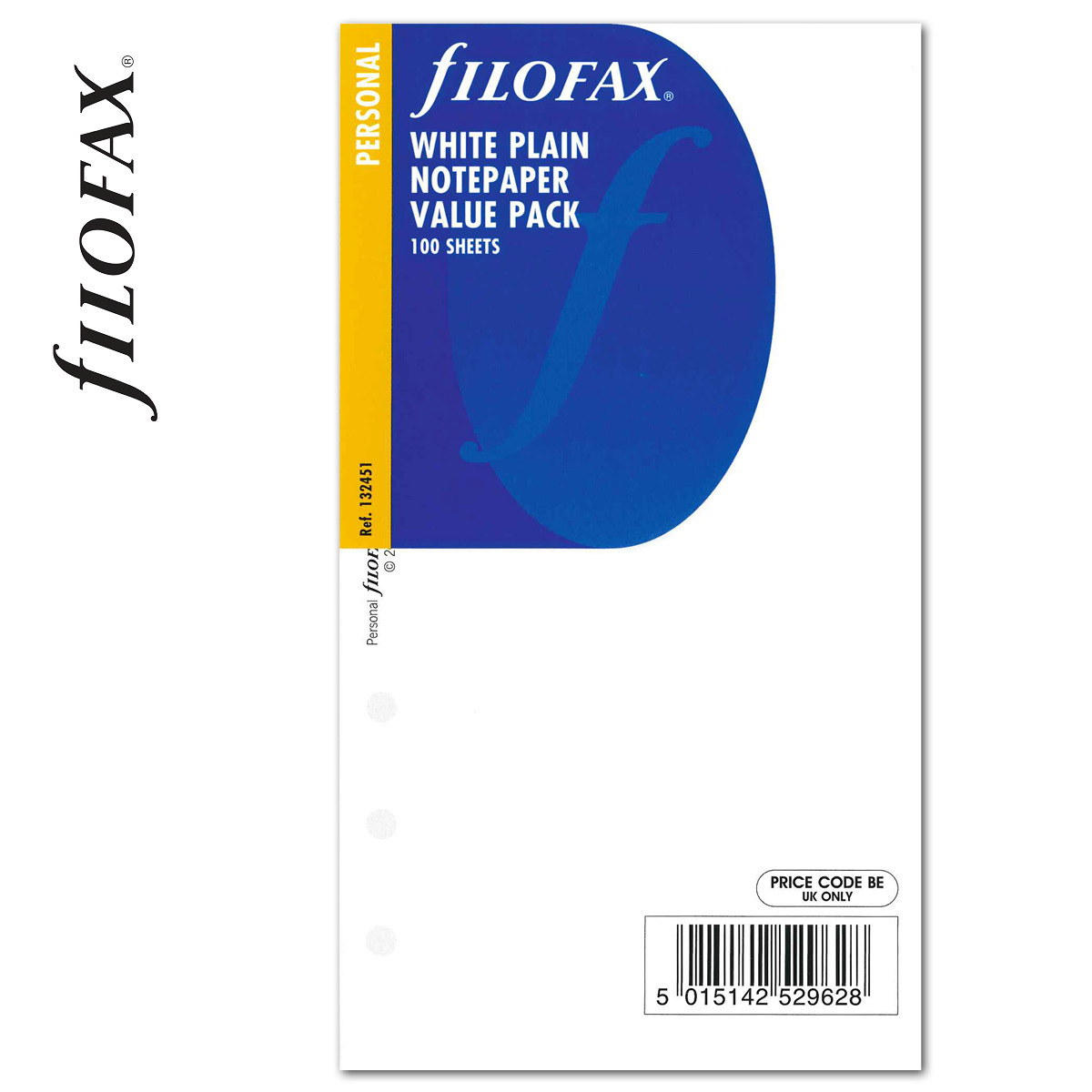 Filofax Jegyzetlapok Üres nagy csomag Personal Fehér