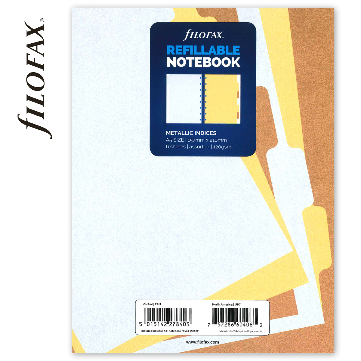 Filofax Notebook Elválasztó lapok Bianco A5 Metallic