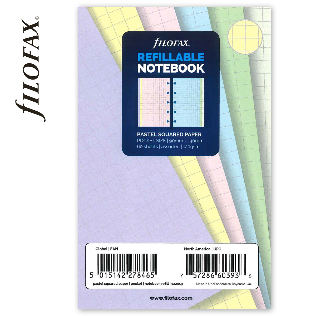 Filofax Notebook Jegyzetlapok Négyzethálós Pocket Pasztell vegyes