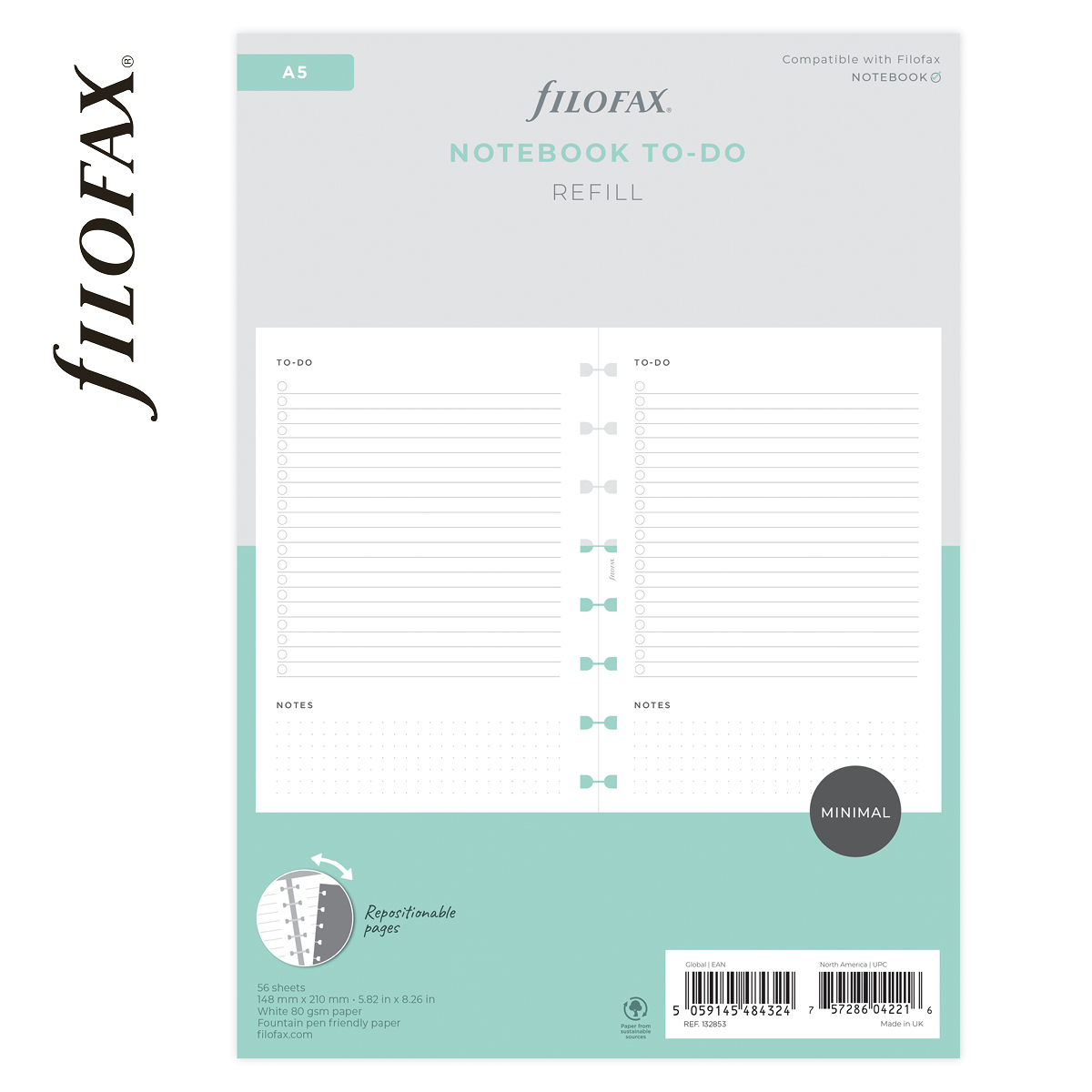 Filofax Notebook Lifestyle tervező Tennivalók lista A5 Minimal fehér