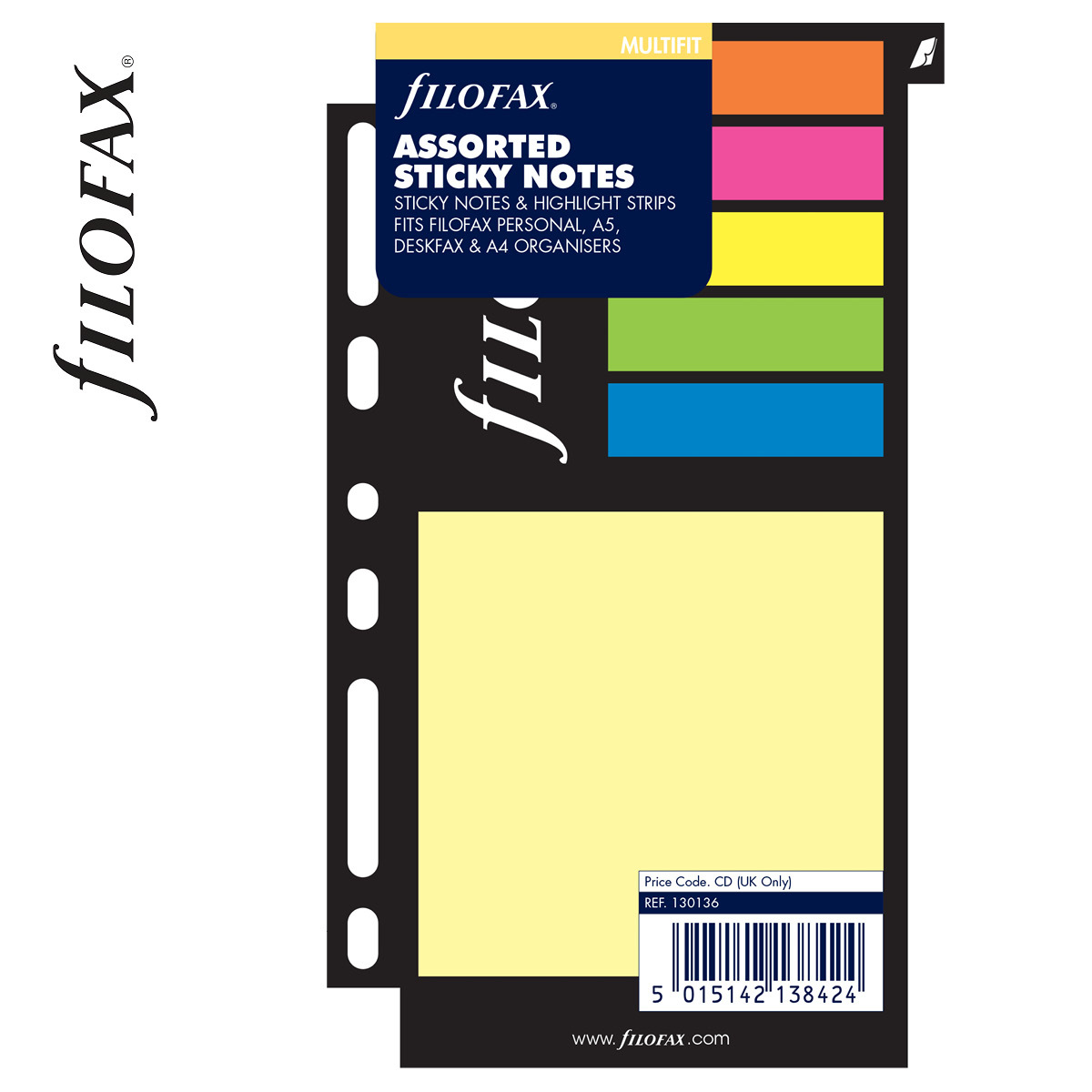 Filofax Öntapadó színes jelölő címke és jegyzet Multifit (Personal, A5, A4) vegyes színű