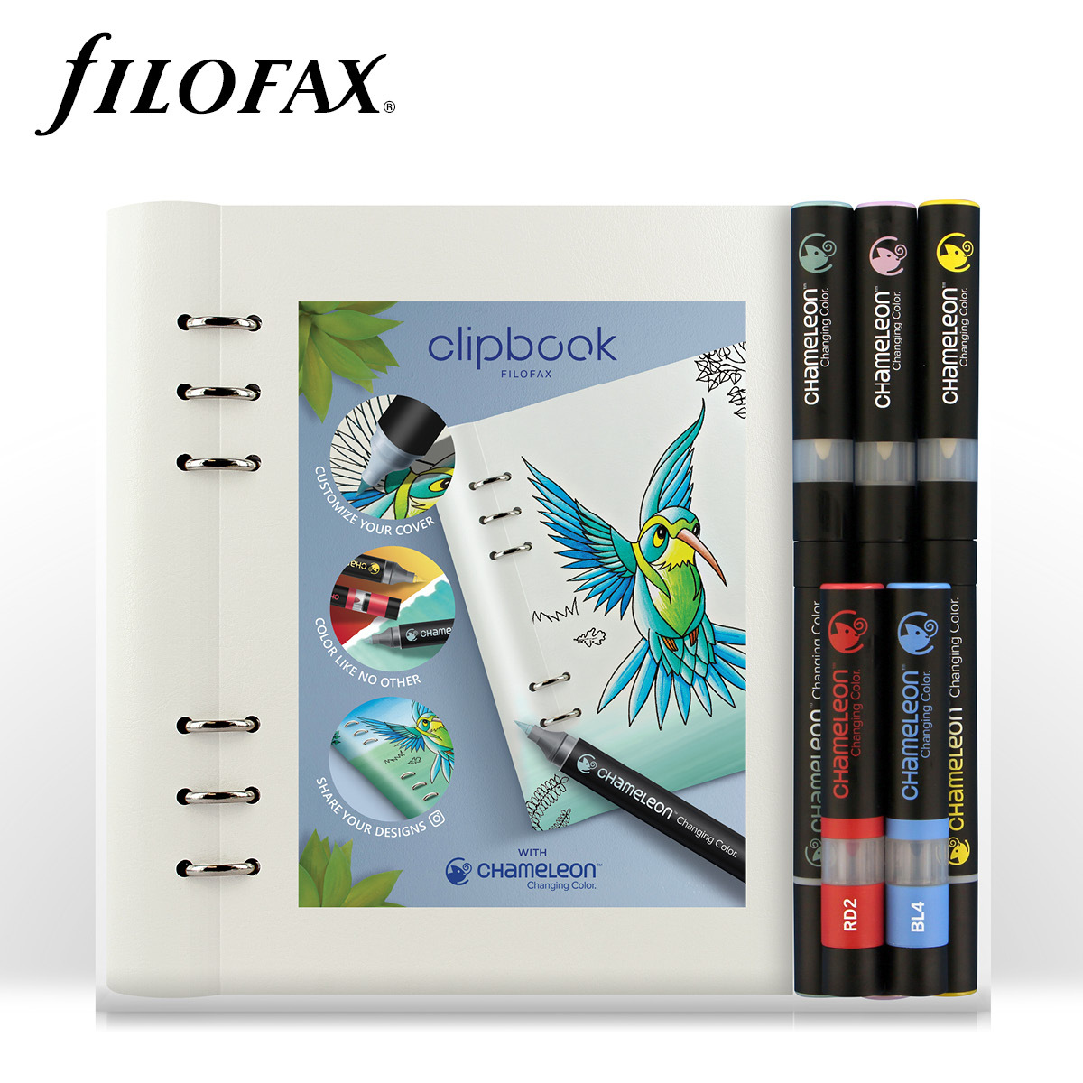 Filofax Clipbook Classic A5 Fehér + Chameleon tollak csomag